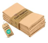 Ruvanti Lot de 6 serviettes de table en mélange de coton lavable, doux, durable, absorbant, 45,7 x 45,7 cm, pour hôtel, déjeuner, restaurant, fête de mariage, ivoire-doré