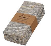 RUVANTI Lot de 6 Serviettes en Tissu 100% Coton, lavables, Douces et absorbantes, 45,7 x 45,7 cm Serviettes en Coton pour fêtes, Noël, Thanksgiving, Mariages, dîner - Motif Feuilles