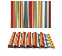 Ruvanti Lot de 6 Sets de Table Modernes à Rayures Multicolores 100% Coton pour décoration de Table à Manger, Cuisine et Linge de Table, 33 x 48,3 cm, Tapis de café pour dîners de Noël