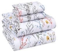 Ruvanti Parure de lit 100% Coton - Draps en Percale rafraîchissants et croustillants pour très Grand lit, draps Respirants et durables, Poches Profondes de 40,6 cm, arôme, 4 pièces
