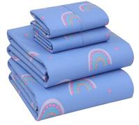 Ruvanti Parure de lit 4 pièces 100% Coton pour Grand lit, draps en Percale, Respirante et Durable, Poches Profondes de 40,6 cm, Arc-en-Ciel Layette