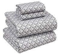 Ruvanti Parure de lit 4 pièces 100% Coton pour Grand lit, draps en Percale, Respirante et Durable, Poches Profondes de 40,6 cm, Gris