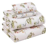 RUVANTI Parure de lit 4 pièces Respirante et Durable, en 100% Coton de Percale, avec Bonnets Profonds de 40,6 cm, pour lit Deux Places, Motif Floral Bliss