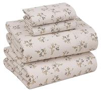 RUVANTI Parure de lit 4 pièces respirante et durable, en 100 % percale de coton, avec bonnets profonds de 40,6 cm, pour lit deux places, motif printanier Twin