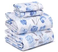 RUVANTI Parure de lit 4 pièces Respirante et Durable, en 100% Percale de Coton, avec Bonnets Profonds de 40,6 cm, pour lit Deux Places, Monochrome