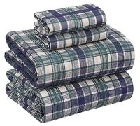 RUVANTI Parure de lit 4 pièces Respirante et Durable, en 100% Percale de Coton, avec Bonnets Profonds de 40,6 cm, pour lit King Size, Motifs Carreaux Bleu Vert