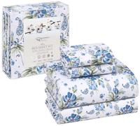 RUVANTI Parure de lit 4 pièces Respirante et Durable, en 100% Percale de Coton, avec Bonnets Profonds de 40,6 cm, pour lit King Size californien, Motif Cachemire Paislyona