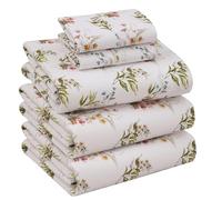 RUVANTI Parure de lit 5 pièces Respirante et Durable, en 100% Percale de Coton, avec Bonnets Profonds de 40,6 cm, pour lit King Size séparable, Motif Floral Bliss