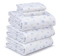 RUVANTI Parure de lit 5 pièces Respirante et Durable, en 100% Percale de Coton, avec Bonnets Profonds de 40,6 cm, pour lit King Size séparable, Motif Phulkari