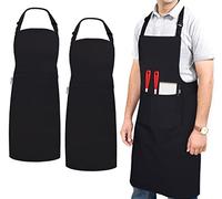 Ruvanti Work Aprons for Men/Women with Pockets - Adjustable up to XXL - Professional Grade Durability - Black Apron for Barber, Chef, BBQ, Kitchen, Cleaning - 2 Pack