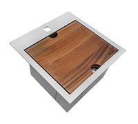 Ruvati 15 x 15 inch Workstation Drop-in Topmount Bar Prep RV Sink 16 Gauge Stainless Steel - RVH8215