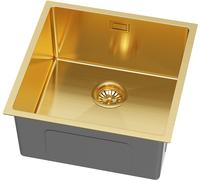 Ruvetti Stelio évier en acier inoxydable avec siphon 44x44 cm doré 5001S_PVD_GOLD50_P