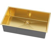 Ruvetti Stelio évier en acier inoxydable avec siphon 74x44 cm doré 5001S_PVD_GOLD80_P