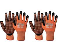 Ruvigrab - Gant de travail nitrile FOAM points en PVC orange | Gants de jardinage | Gants en nitrile | Gants de travail | Gants d'agriculture | Gants grip et confort (Lot de 2)