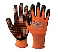 Ruvigrab - Gants de travail à pointes Nitrile FOAM en PVC orange | Gants de jardin | Gants en nitrile | Adhérence et confort des gants | Taille 9