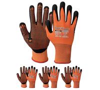RUVIGRAB Gants de travail en mousse nitrile orange à pois en PVC pour le jardinage, le travail, l'agriculture, l'adhérence et le confort, orange/noir