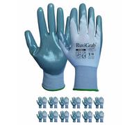Ruvigrab Gants de travail en nitrile anti-graisse et huiles, gants de jardinage, pour travaux de construction ou agriculture
