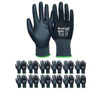 Ruvigrab Lot de 12 gants de travail en polyuréthane pour jardinage, industrie, construction, agriculture ou utilisation générale. Gants respirants pour homme et femme