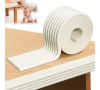 Ruvsroms Protection Coin de Table Bébé, Protection des Bords pour Meubles, 200cm x 80mm x 8mm W-Forme Universel Rouleau en Mousse, Protections Angle Table Bebe, Kit de Sécurité pour Bébé Enfant, Blanc