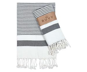 Ruvy Home Basics Lot de 2 essuie-Mains Turques en Coton pour Salle de Bain - 45,7 x 101,6 cm - Serviettes décoratives pour Cuisine, thé, Yoga, Visage, Salle de Sport - Noir