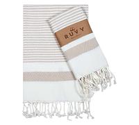 Ruvy Home Basics Lot de 2 essuie-mains turques pour salle de bain - 45,7 x 101,6 cm - En coton et décoratif - Torchons de cuisine, thé, yoga, visage - Beige