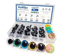RuWfpz Yeux de Securite Amigurumi Paillettes 18-30 mm - 4 Couleurs Yeux de Sécurité Crochet Poupée en Plastique, Oeil Yeux pour Peluche Amigurumi, 80pcs Bouton Yeux a Coudre Animaux
