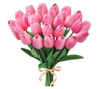 RUWLFE 12/36PCS Artificial Flowers Real Touch Tulip Scrapbooking Vases Home Decor Wedding Garden Rose Arch Garland Mother's Day Bouquet pour Accueil(Color8,36pcs)