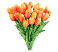 RUWLFE 12/36PCS Artificial Flowers Real Touch Tulip Scrapbooking Vases Home Decor Wedding Garden Rose Arch Garland Mother's Day Bouquet pour Accueil(Color5,36pcs)