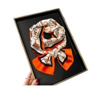 RUWLFE 1Pcs Spring Women Silk Feel Printed Design Scarf Shawl Long Small Scarves Ladies Headband Headscarve pour Femmes(Color 2)