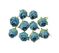 RUWLFE 20PCs Rose Artificial Flowers Head Silk Fake Wedding Marriage Decoration DIY Bride Wreath Bouquet pour Accueil(Blue)