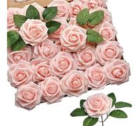 RUWLFE 30PCS Artificial Foam Rose Flower Heads Bride Bouquet for Home Wedding Party Table Decoration DIY Scrapbook Supplies pour Accueil(Pink)