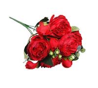 RUWLFE Beautiful Rose Peony Artificial Silk Flowers Small Bouquet Flores Home Party Spring Wedding Decoration Fake Flower pour Accueil(Color6)
