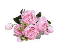 RUWLFE Beautiful Rose Peony Artificial Silk Flowers Small Bouquet Flores Home Party Spring Wedding Decoration Fake Flower pour Accueil(Color1)
