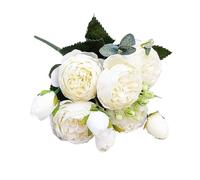 RUWLFE Beautiful Rose Peony Artificial Silk Flowers Small Bouquet Flores Home Party Spring Wedding Decoration Fake Flower pour Accueil(Color5)