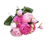 RUWLFE Beautiful Rose Peony Artificial Silk Flowers Small Bouquet Flores Home Party Spring Wedding Decoration Fake Flower pour Accueil(Color3)