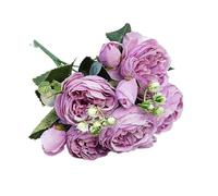 RUWLFE Beautiful Rose Peony Artificial Silk Flowers Small Bouquet Flores Home Party Spring Wedding Decoration Fake Flower pour Accueil(Color4)