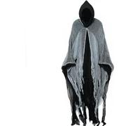 RUWLFE Costume de cosplay d'Halloween, capes à capuche en lambeaux, accessoires fête carnaval pour Cosplay(Black)