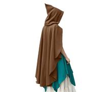 RUWLFE Costume Renaissance for femme, cape à capuche médiévale for sorcière et sorcier pour Cosplay(Brown)