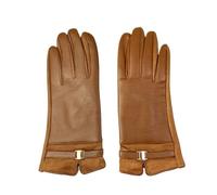 RUWLFE Gants d'hiver élégants en daim PU brillant for femmes, coupe-vent, chauffe-mains, gants cuir for dames pour Chauds(Brown)