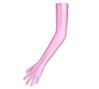 RUWLFE Gants Satin Longs Gants de Doigt connectés Brillants à l'huile de Satin, Gants Longs élastiques, Gants de Robe de Club(Pink,M)