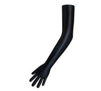RUWLFE Gants Satin Longs Gants de Doigt connectés Brillants à l'huile de Satin, Gants Longs élastiques, Gants de Robe de Club(Black,M)