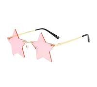 RUWLFE Lot de 20 lunettes soleil en forme d'étoile, pentagramme amusant, décoration Noël, fête, sans monture for Party(Pink)