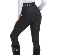 RUWLFE Pantalon d'équitation en Silicone antidérapant, séchage Rapide, Moulant, for Le Cyclisme, for Les examens équestres pour Femmes(Black,XL)