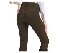 RUWLFE Pantalon d'équitation en Silicone antidérapant, séchage Rapide, Moulant, for Le Cyclisme, for Les examens équestres pour Femmes(Brown,XXL)
