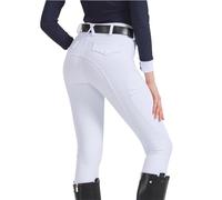 RUWLFE Pantalon d'équitation en Silicone antidérapant, séchage Rapide, Moulant, for Le Cyclisme, for Les examens équestres pour Femmes(White,XXL)