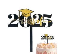 Ruwshuuk 2025 Décorations de cupcakes de remise de diplôme en acrylique - noir et doré - Pics d'appétit pour la maison, la salle de classe, l'école, les , la maternelle
