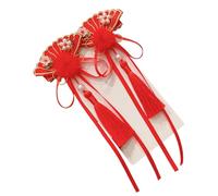 Ruwshuuk Accessoires pour cheveux du Nouvel An chinois,pinces à cheveux pour le Nouvel An chinois | Pince à cheveux de style chinois, nœuds poilus rouges avec glands | Accessoires pour cheveux du