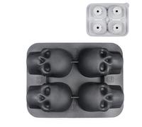Ruwshuuk Bac à glaçons pour congélateur, crâne 3D, bac à glaçons, récipient de congélation avec 4 compartiments pour café, thé, cocktails, réunions de famille, pique-nique, camping