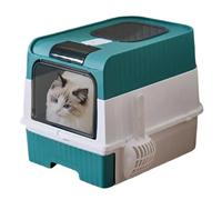 Ruwshuuk Bac à litière pour chat avec couverture, contrôle des odeurs, fermeture hermétique, pliable, légère, avec pelle et kit de filtration pour voyage, portable