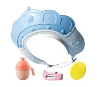 Ruwshuuk Bonnet de bain, chapeau de douche pour, Chapeau à visière avec jauge de température de l'eau et tasse à shampoing, Bonnet de shampoing avec brosse à shampoing, rend le bain des plus amusant